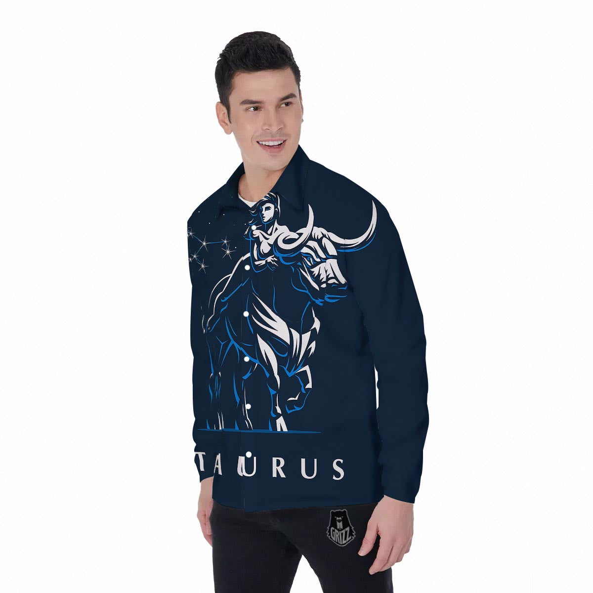 Taurus Constellation Sign Print Men's Long Sleeve Shirts-grizzshop