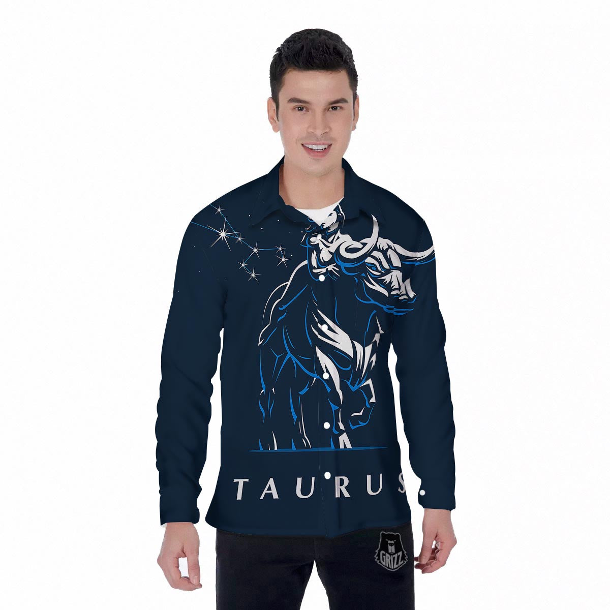 Taurus Constellation Sign Print Men's Long Sleeve Shirts-grizzshop