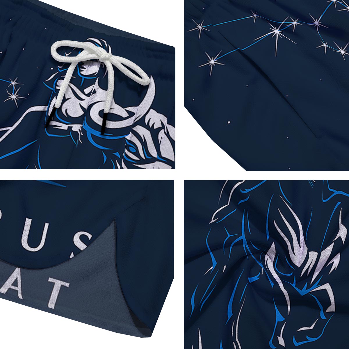 Taurus Constellation Sign Print Men's Running Shorts-grizzshop