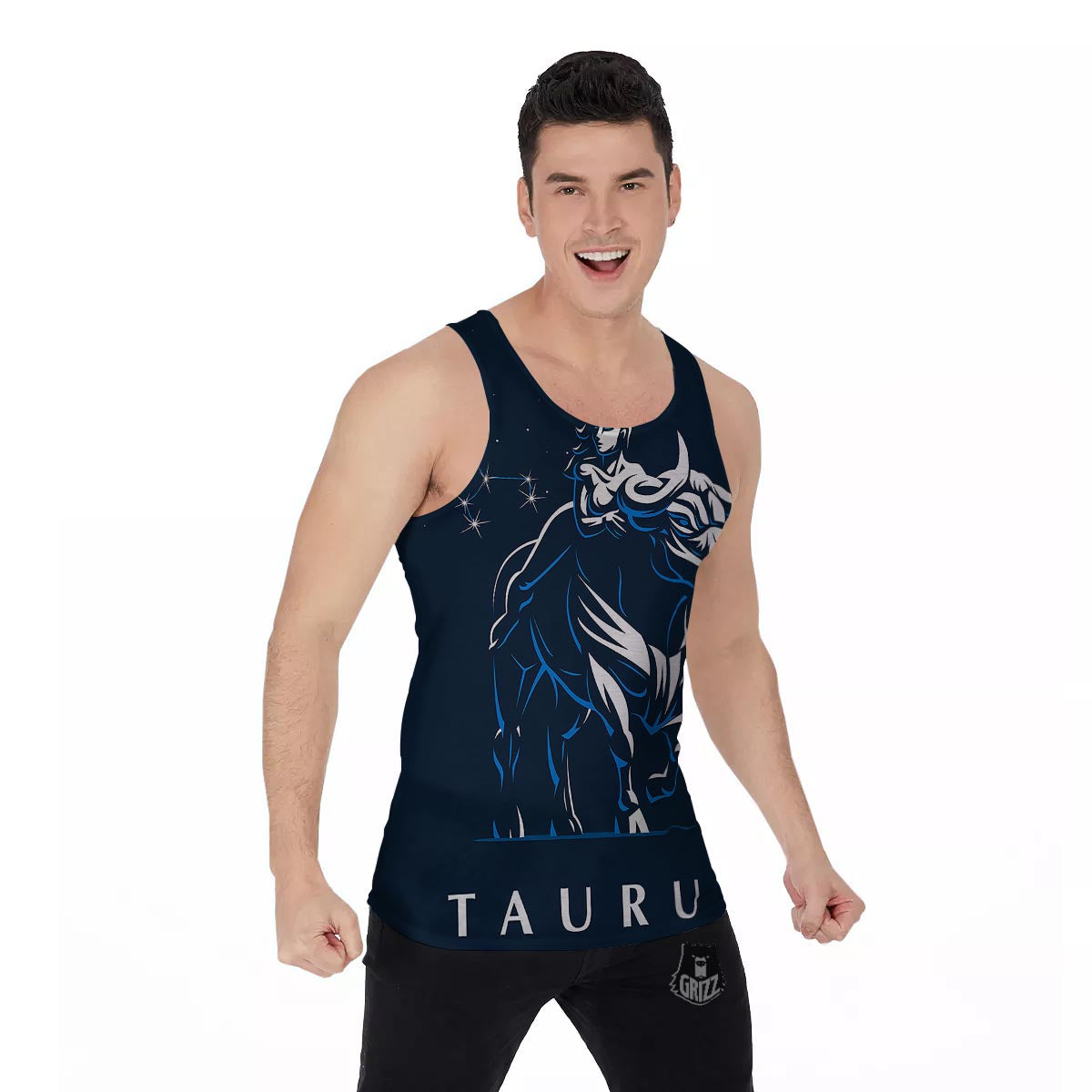 Taurus Constellation Sign Print Men's Tank Top-grizzshop