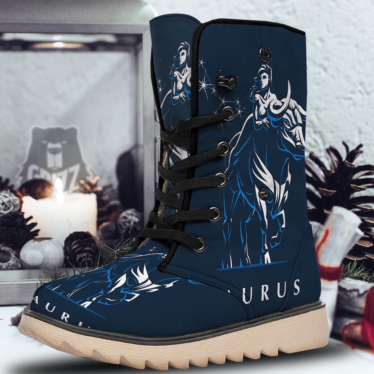 Taurus Constellation Sign Print Snow Boots-grizzshop