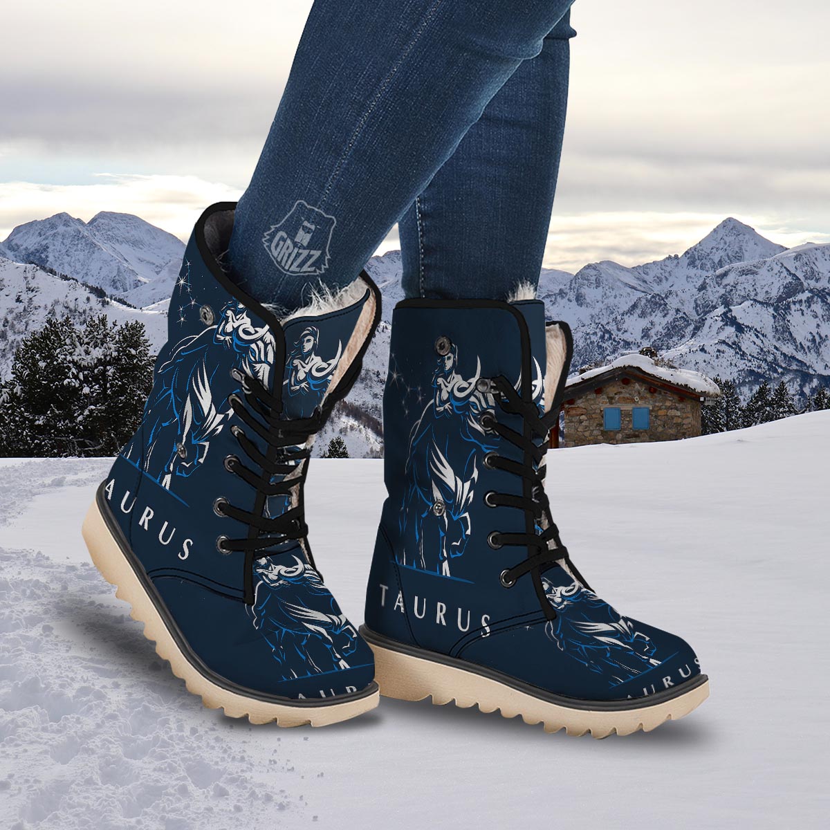 Taurus Constellation Sign Print Snow Boots-grizzshop