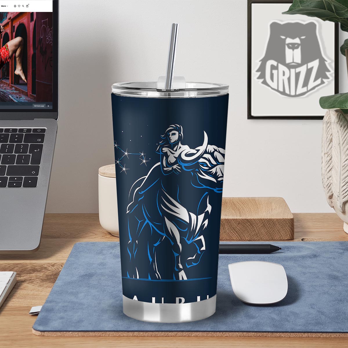 Taurus Constellation Sign Print Tumbler-grizzshop