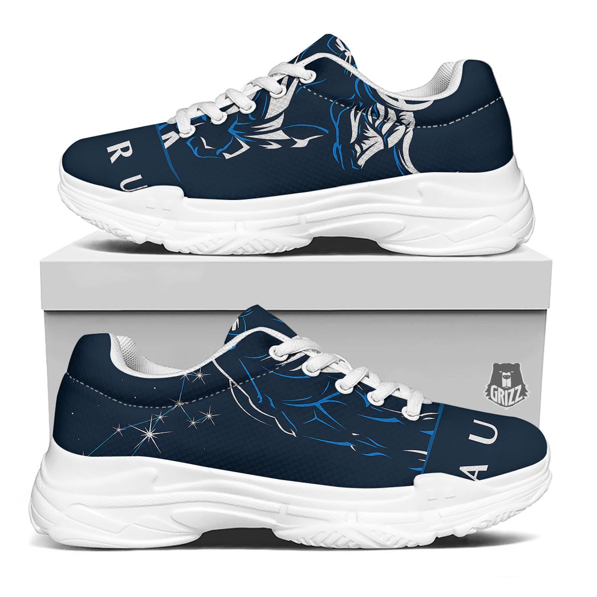 Taurus Constellation Sign Print White Chunky Shoes-grizzshop