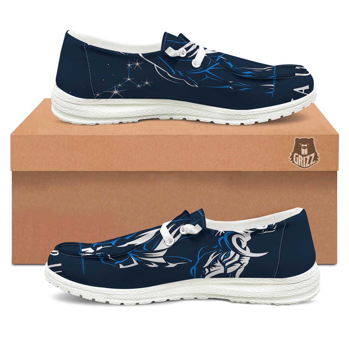 Taurus Constellation Sign Print White Loafers-grizzshop