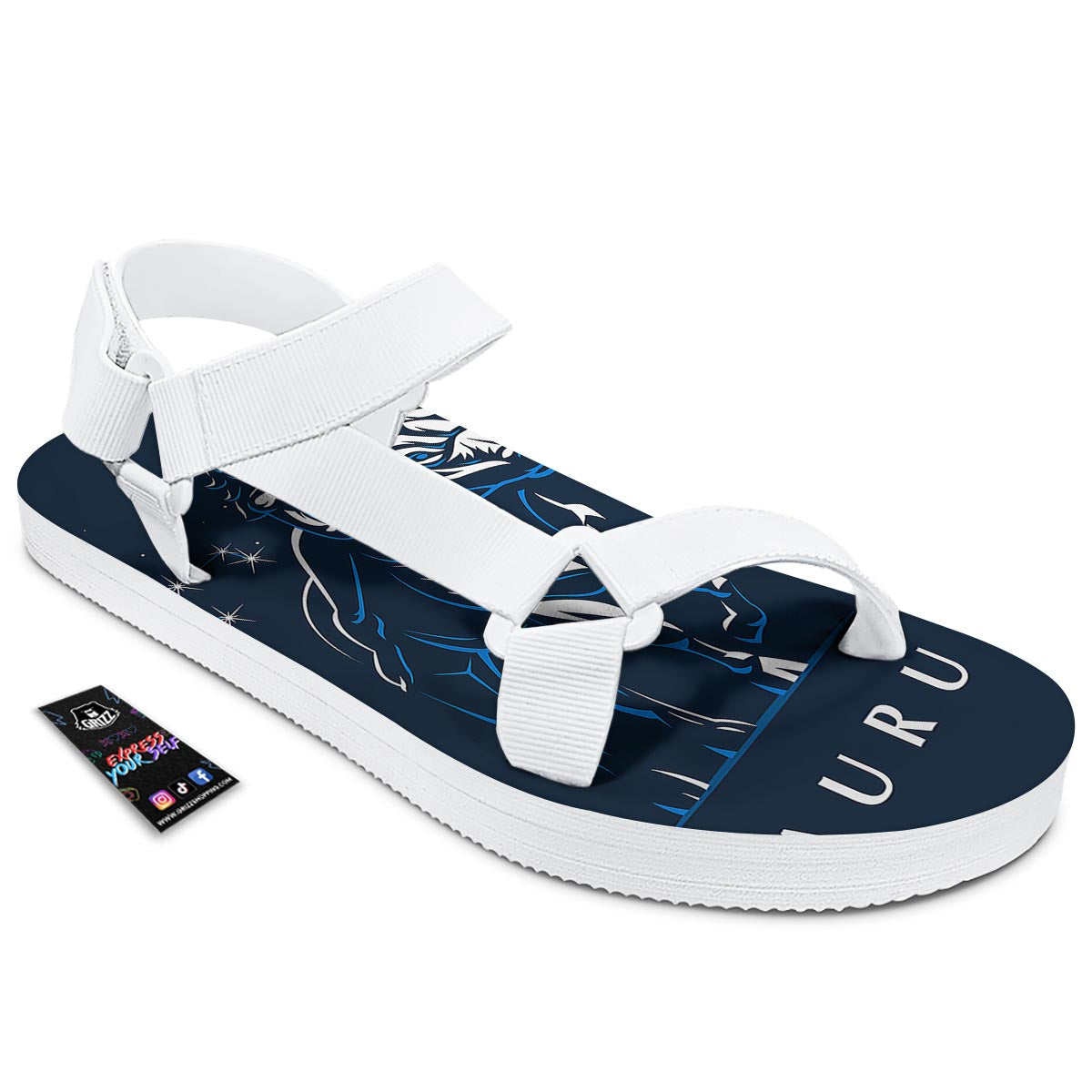 Taurus Constellation Sign Print White Open Toe Sandals-grizzshop