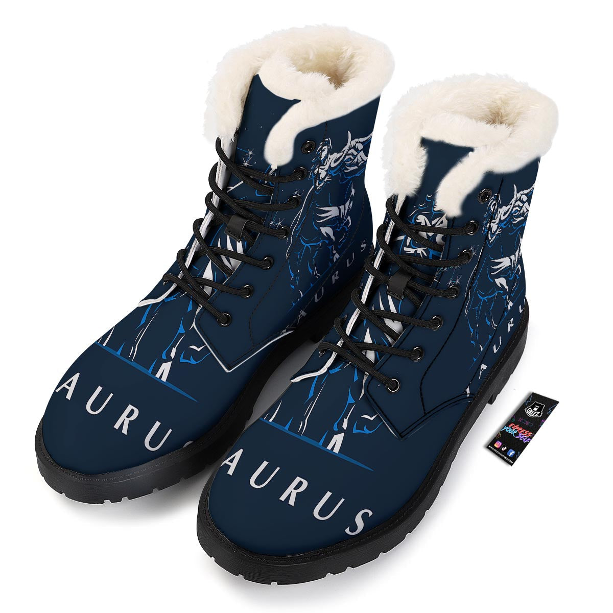 Taurus Constellation Sign Print Winter Boots-grizzshop