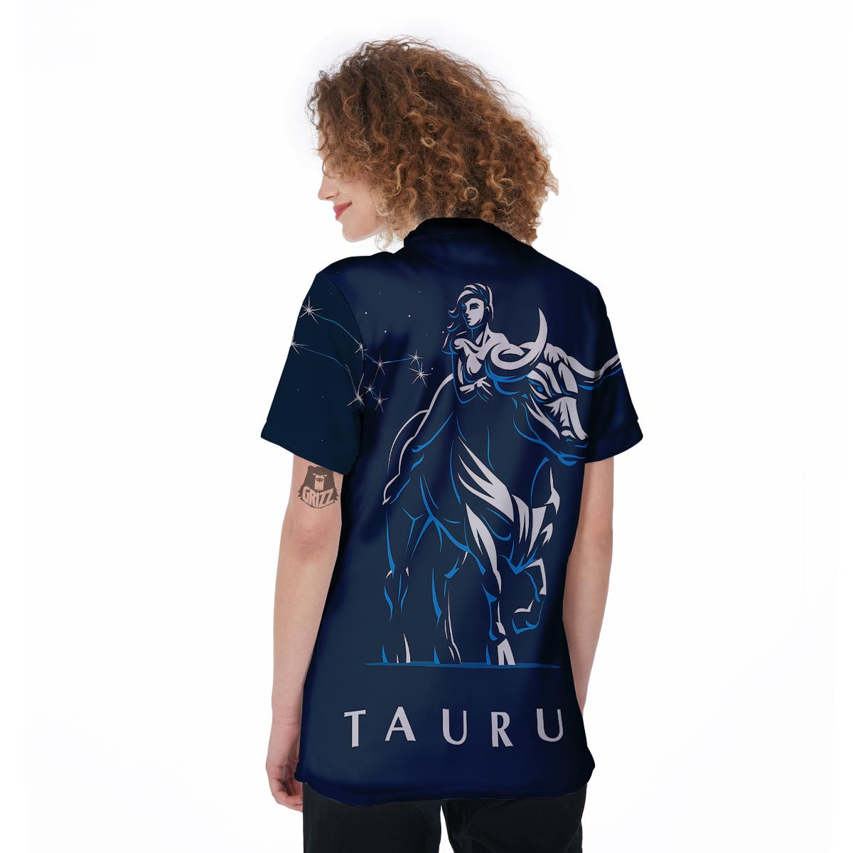 Taurus Constellation Sign Print Women's Golf Shirts-grizzshop