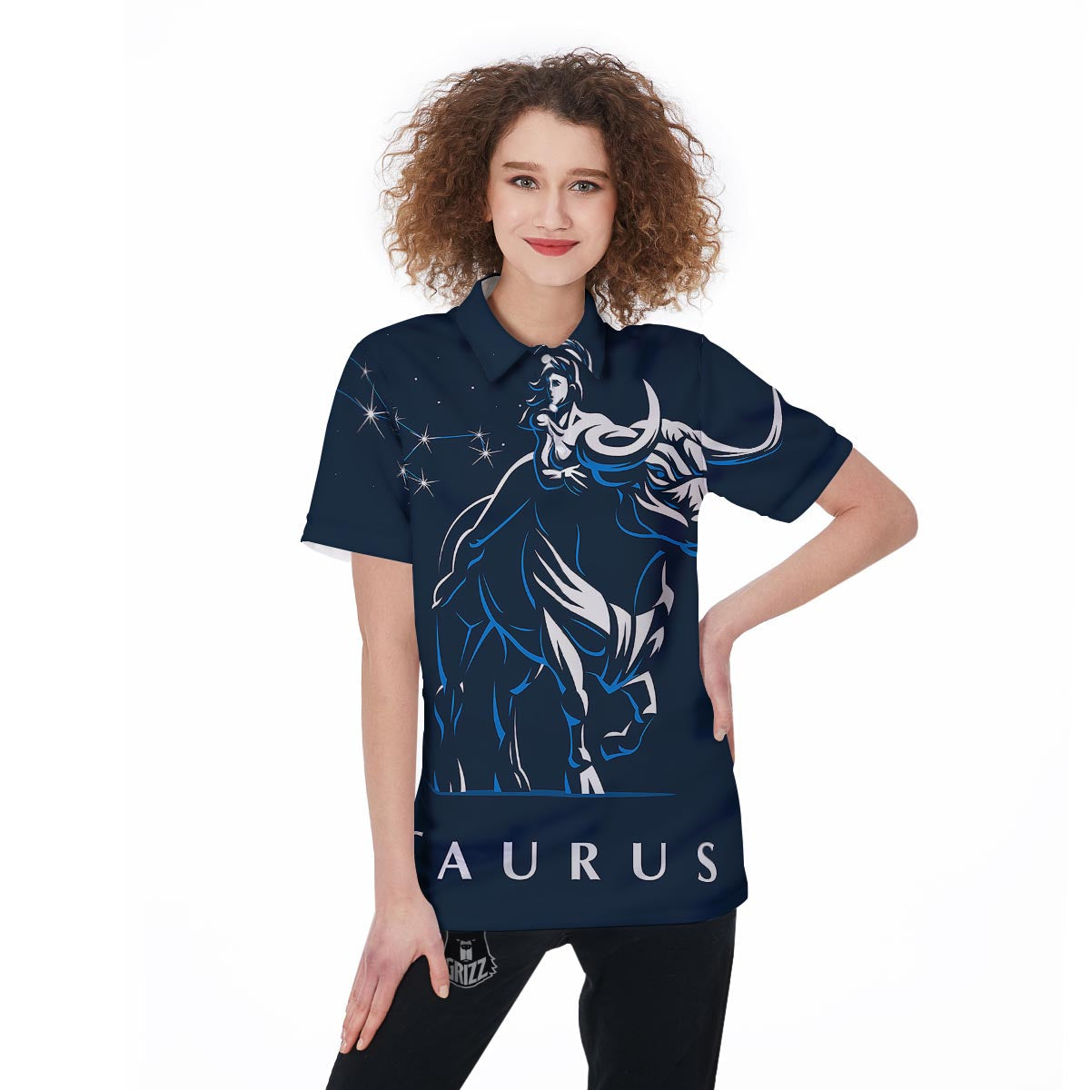Taurus Constellation Sign Print Women's Golf Shirts-grizzshop