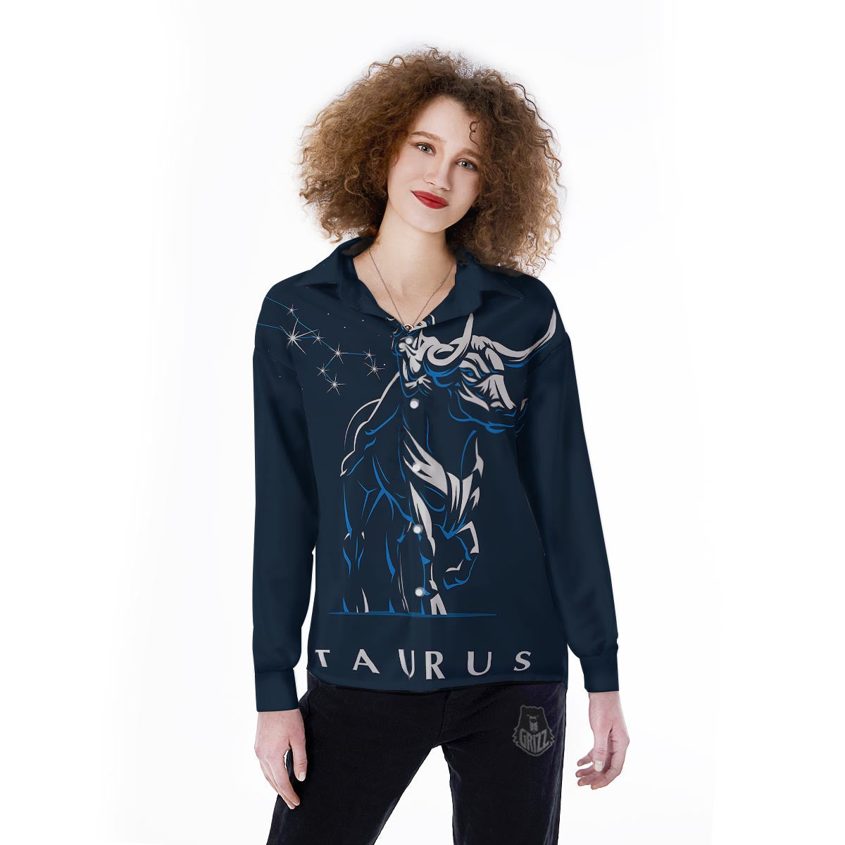 Taurus Constellation Sign Print Women's Long Sleeve Shirts-grizzshop
