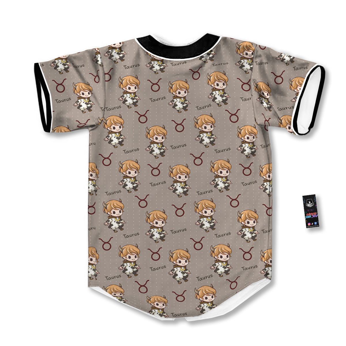 Taurus Cute Cartoon Print Pattern Baseball Jersey-grizzshop