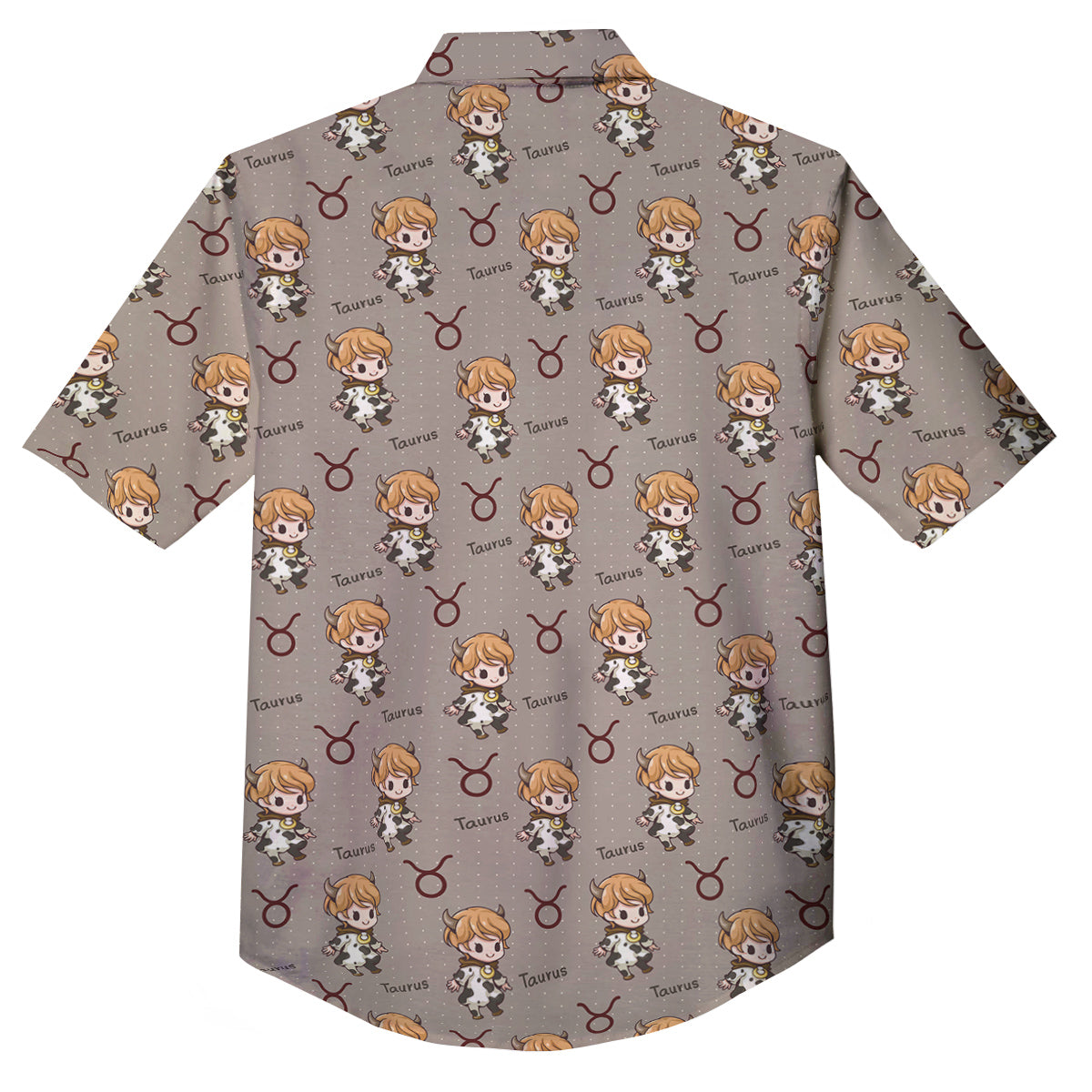 Taurus Cute Cartoon Print Pattern Button Up Shirt-grizzshop