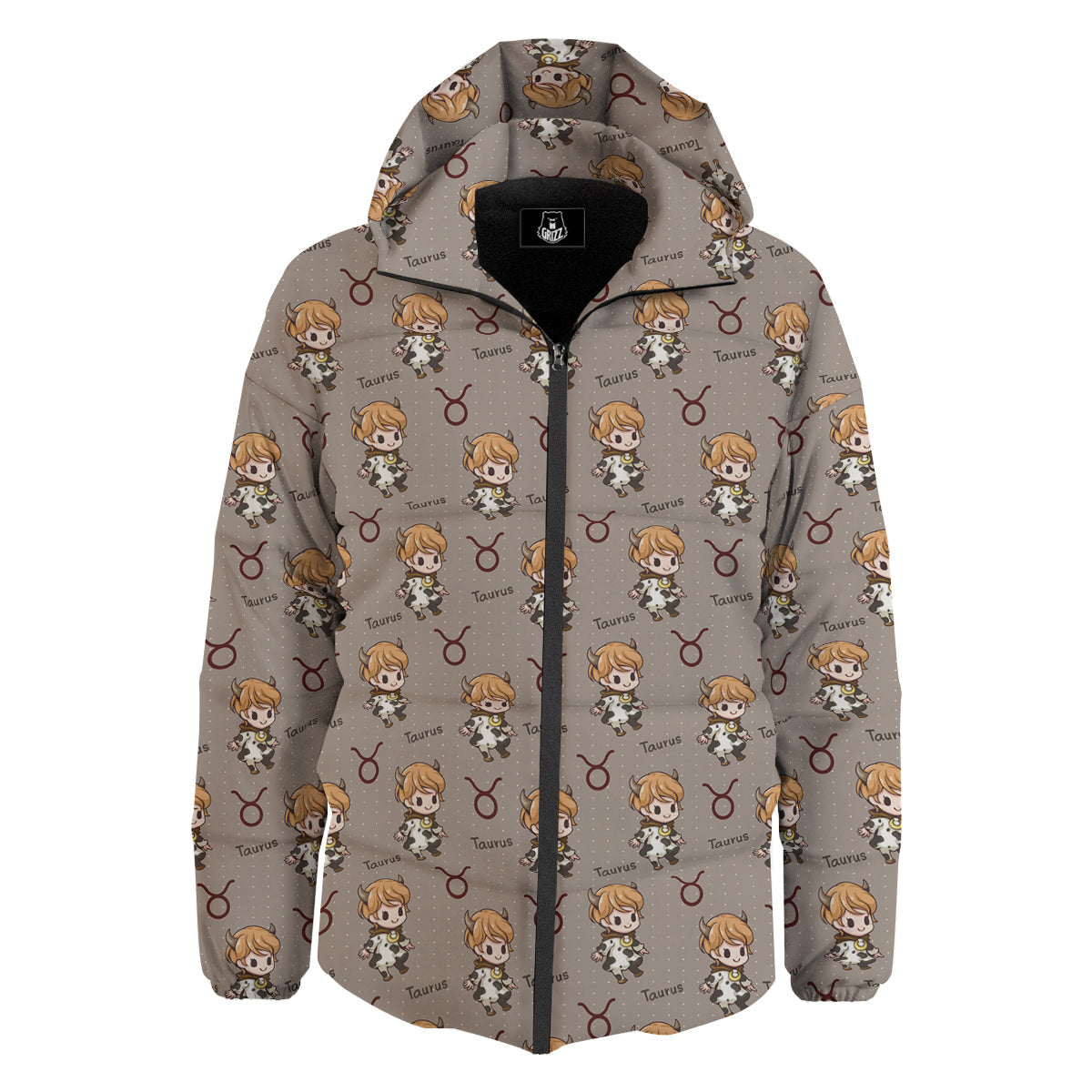 Taurus Cute Cartoon Print Pattern Down Jacket-grizzshop