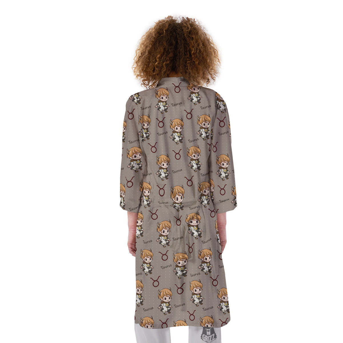 Taurus Cute Cartoon Print Pattern Kimono-grizzshop