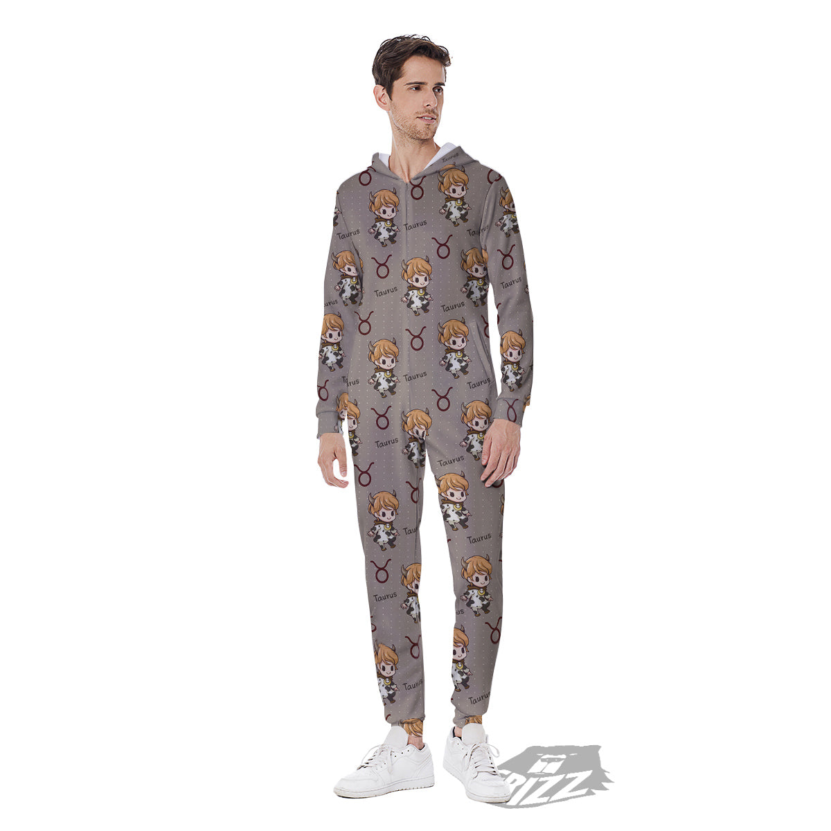 Taurus Cute Cartoon Print Pattern Men's Jumpsuit-grizzshop