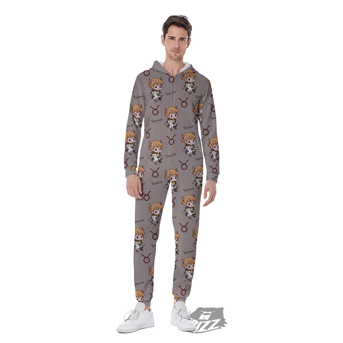 Taurus Cute Cartoon Print Pattern Men's Jumpsuit-grizzshop