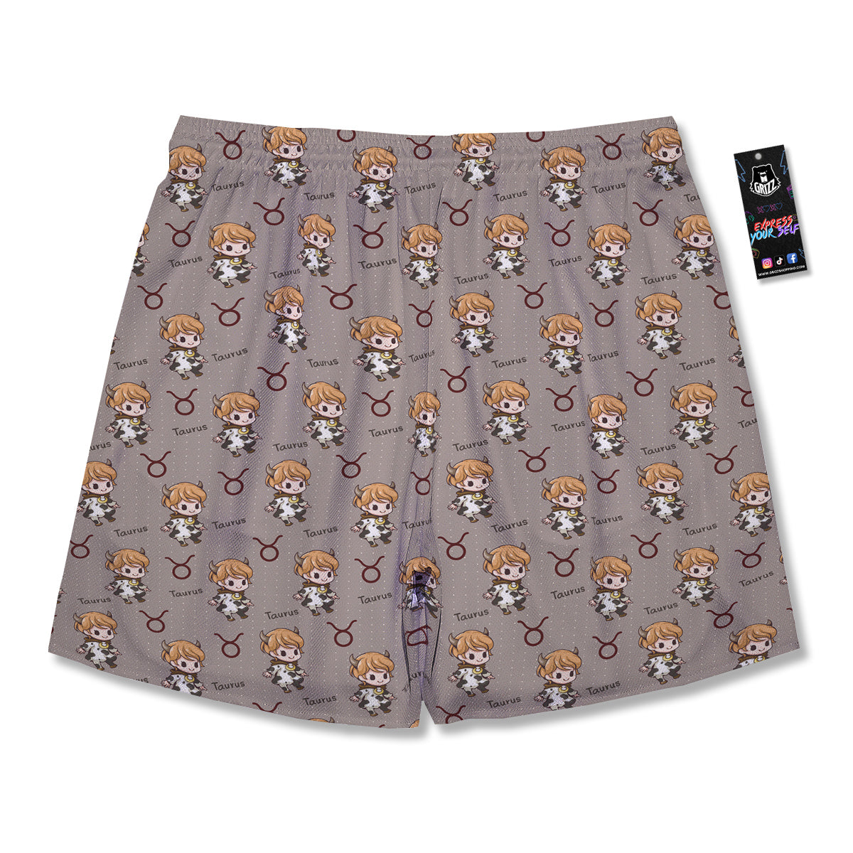 Taurus Cute Cartoon Print Pattern Men's Running Shorts-grizzshop