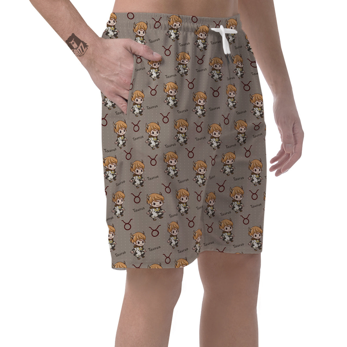 Taurus Cute Cartoon Print Pattern Men's Shorts-grizzshop
