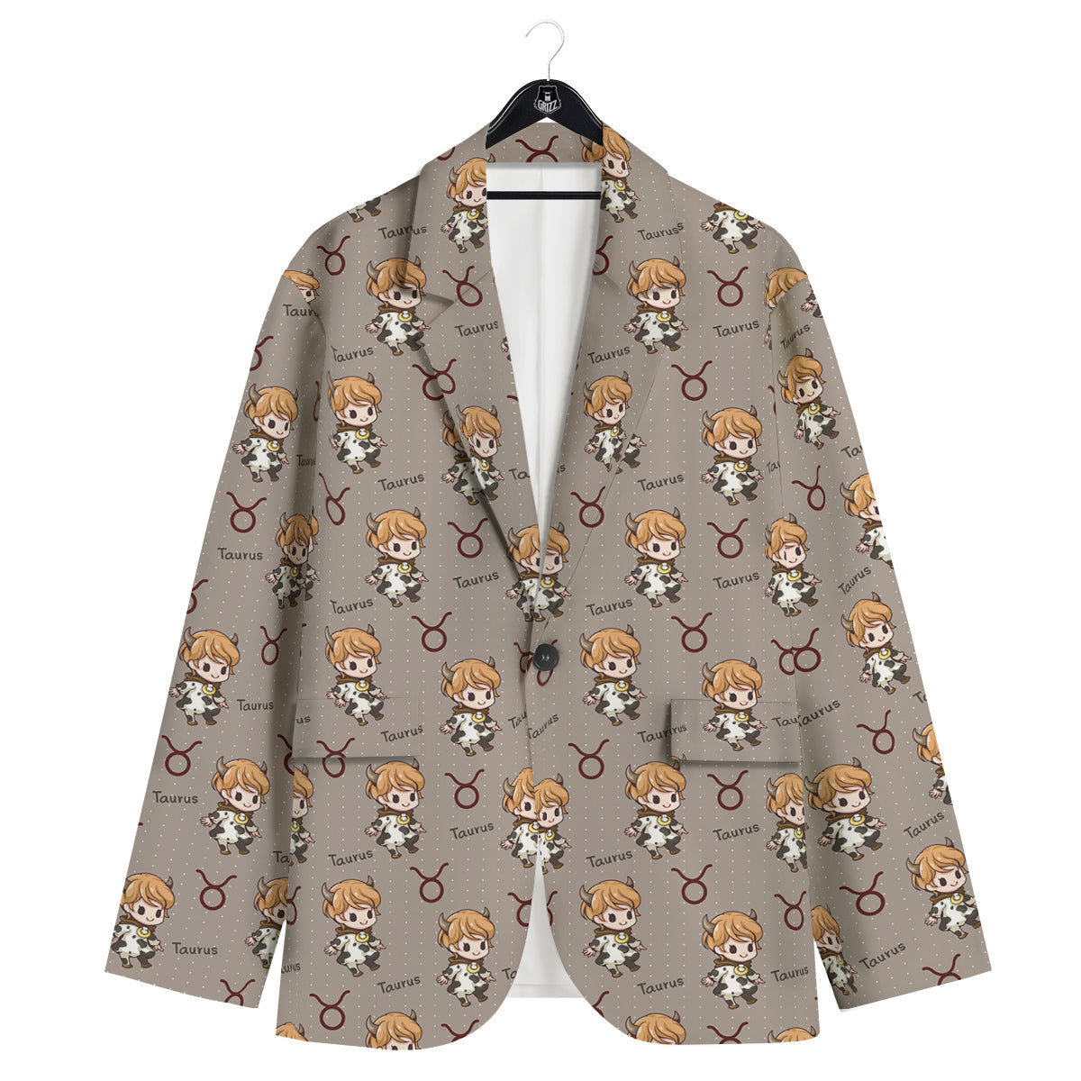 Taurus Cute Cartoon Print Pattern Men's Sport Coat-grizzshop