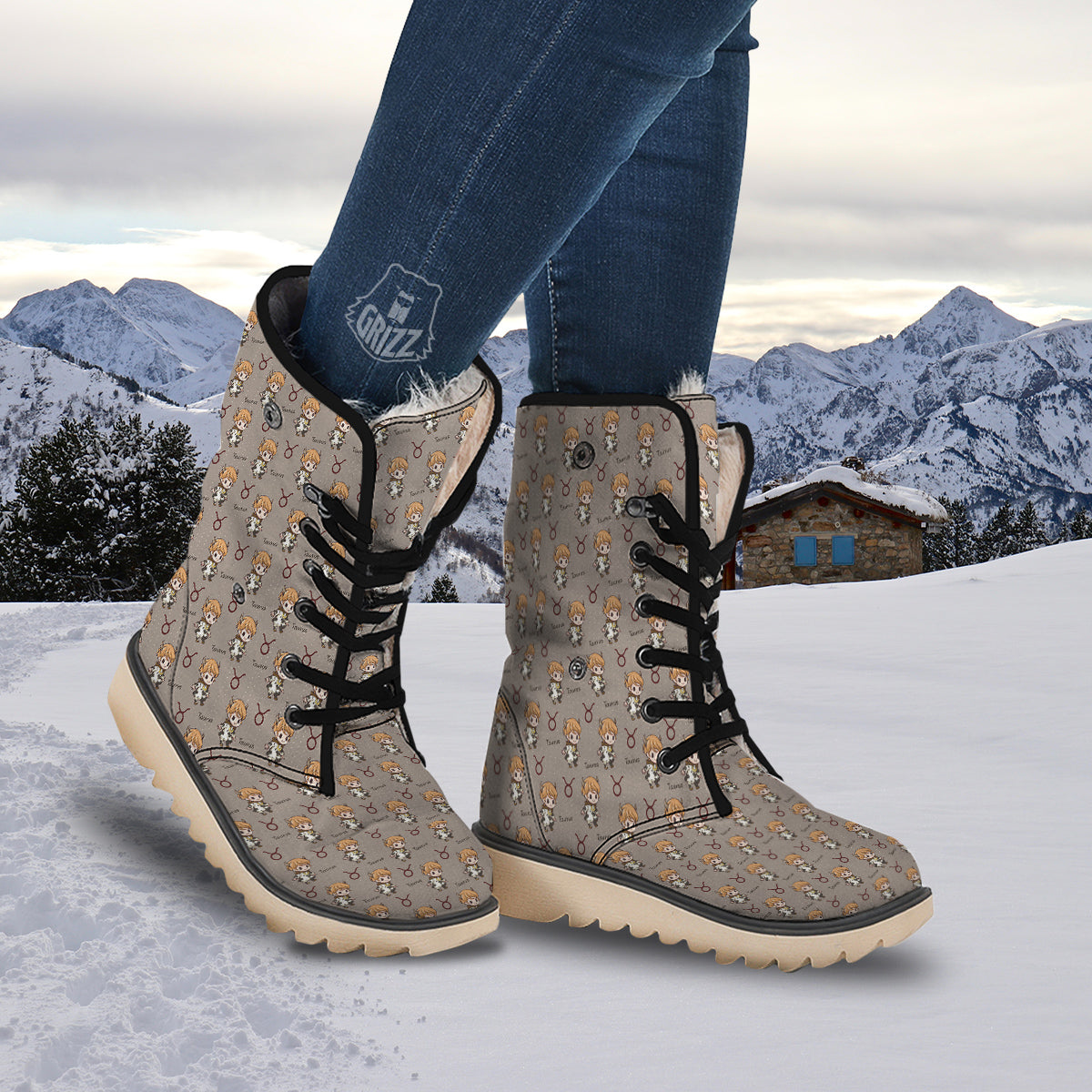 Taurus Cute Cartoon Print Pattern Snow Boots-grizzshop