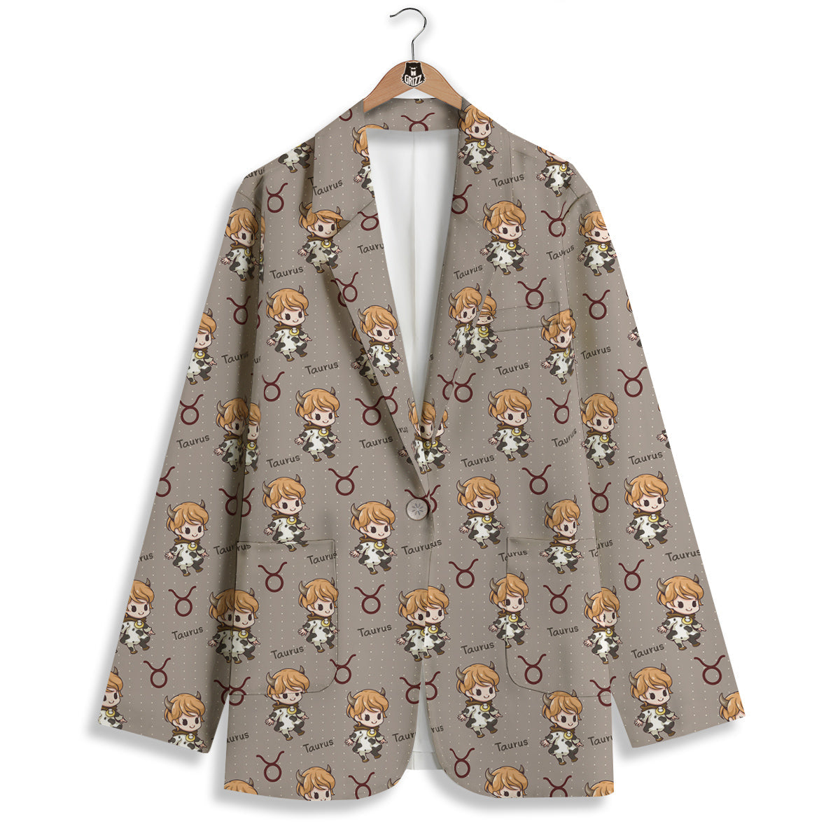 Taurus Cute Cartoon Print Pattern Women's Blazer-grizzshop