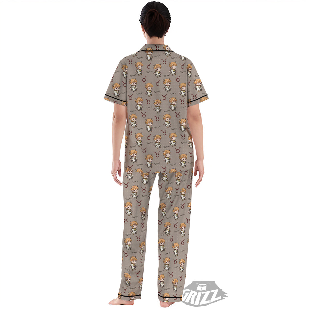 Taurus Cute Cartoon Print Pattern Women's Pajamas Set-grizzshop