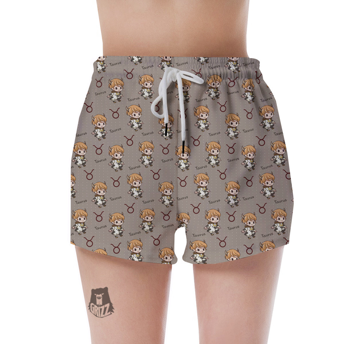 Taurus Cute Cartoon Print Pattern Women's Shorts-grizzshop
