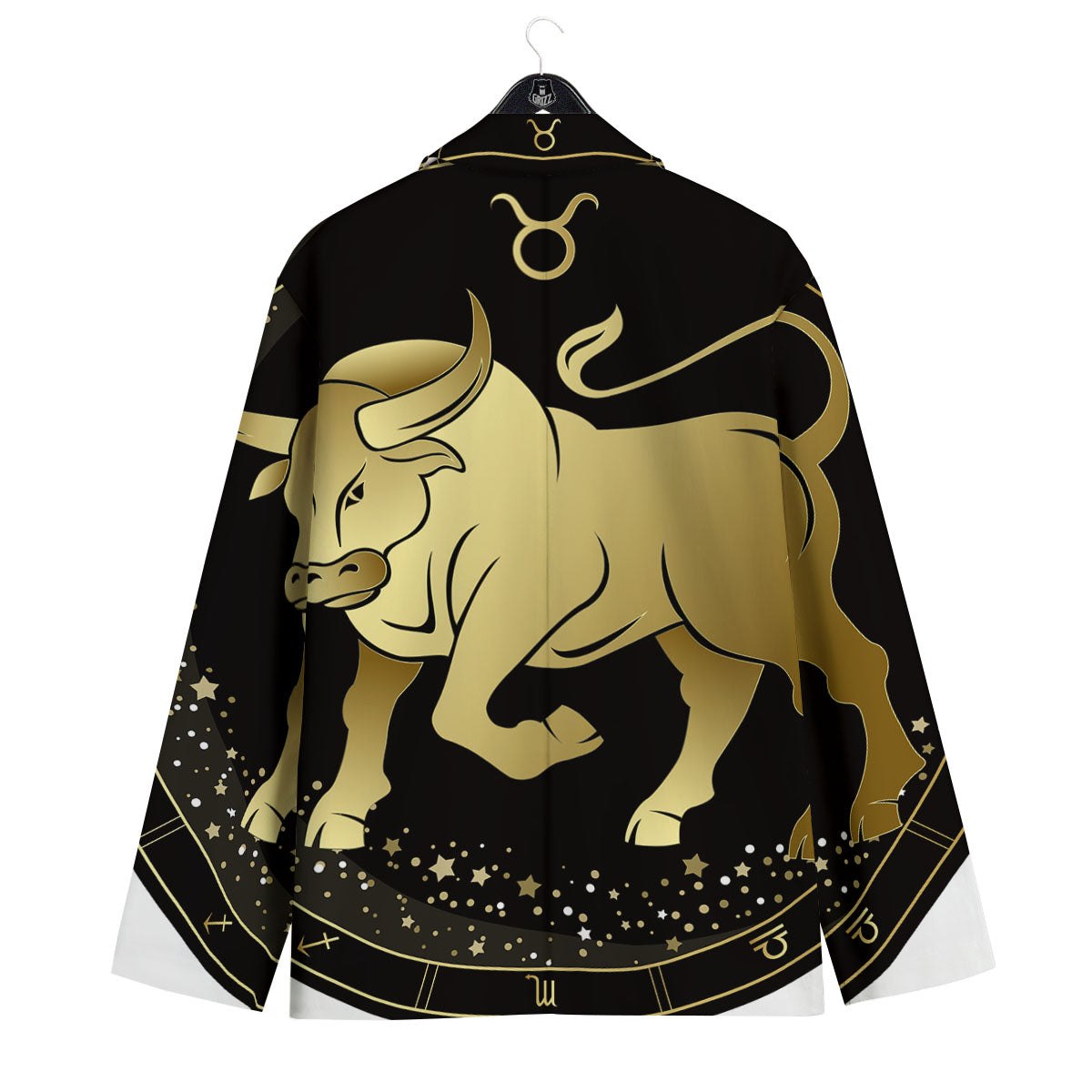Taurus Sign Black And Gold Print Men's Sport Coat-grizzshop