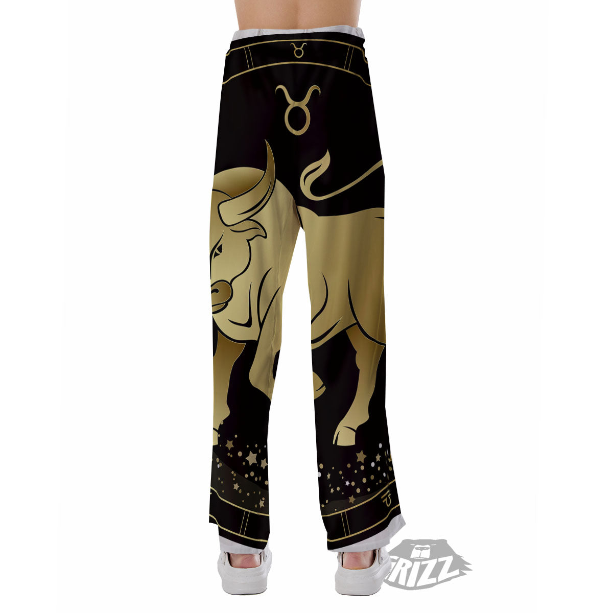 Taurus Sign Black And Gold Print Pajama Pants-grizzshop