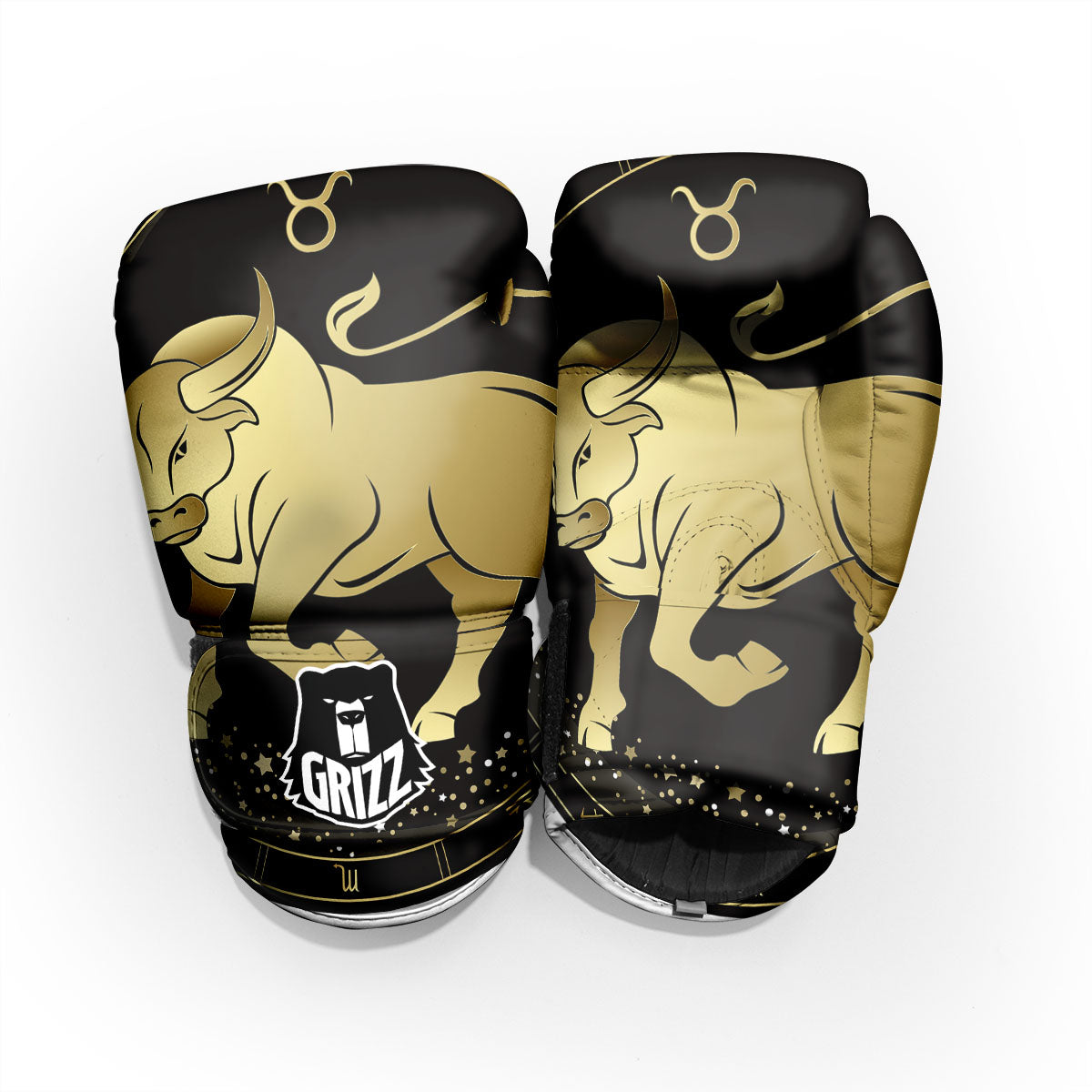 Taurus Sign Black And Gold Print Pro Boxing Glove