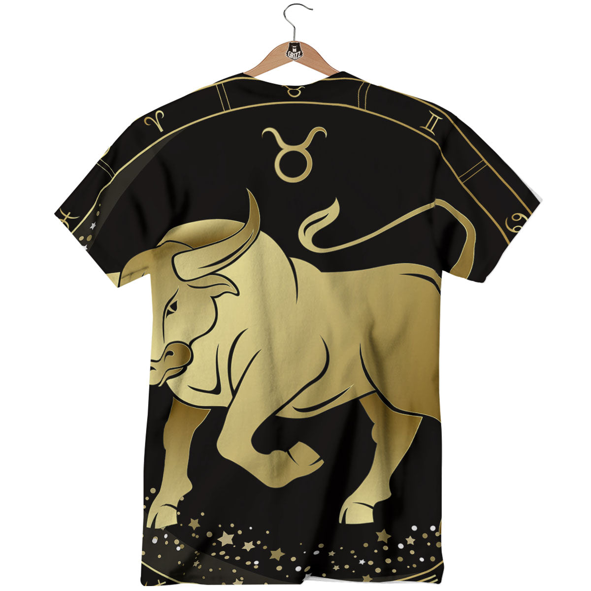 Taurus Sign Black And Gold Print T-Shirt-grizzshop