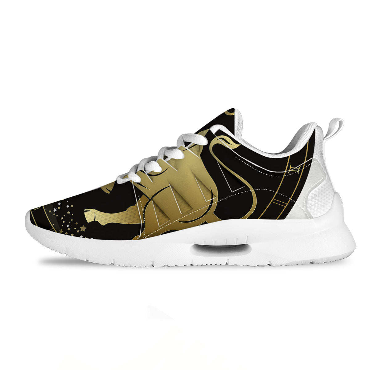 Taurus Sign Black And Gold Print Tennis Shoes-grizzshop