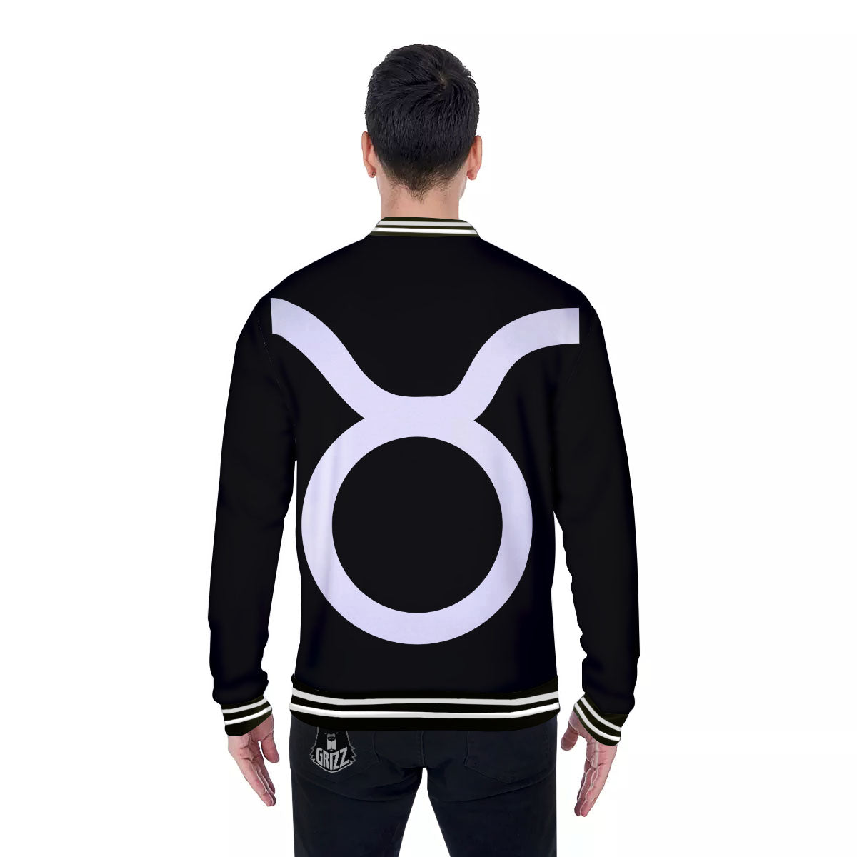 Taurus Sign White And Black Print Baseball Jacket-grizzshop