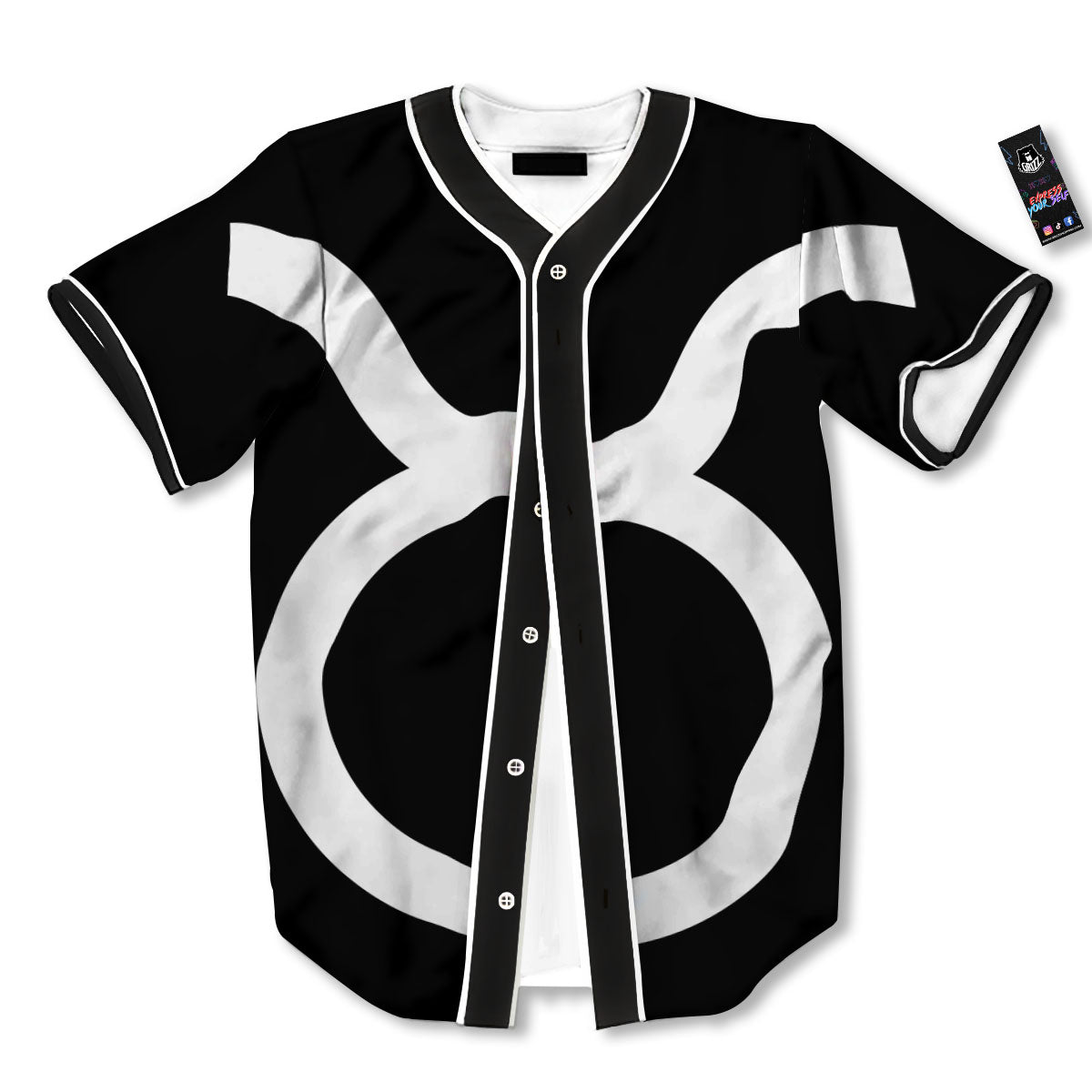 Taurus Sign White And Black Print Baseball Jersey-grizzshop