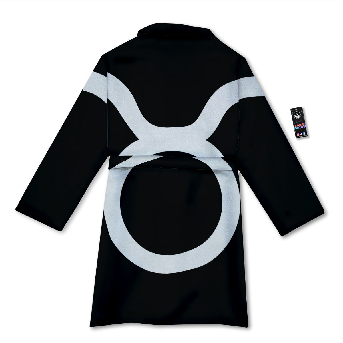Taurus Sign White And Black Print Bathrobe-grizzshop