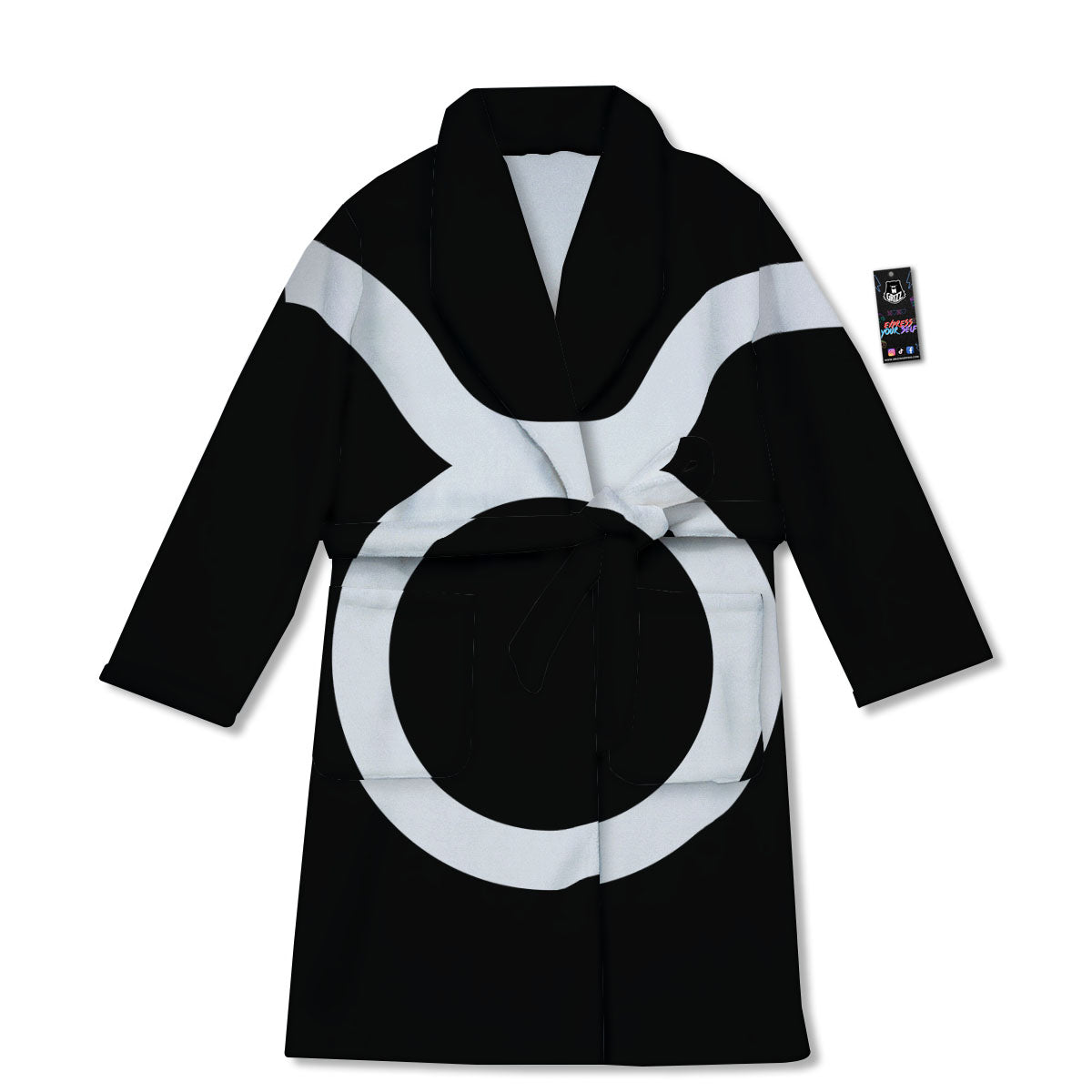 Taurus Sign White And Black Print Bathrobe-grizzshop