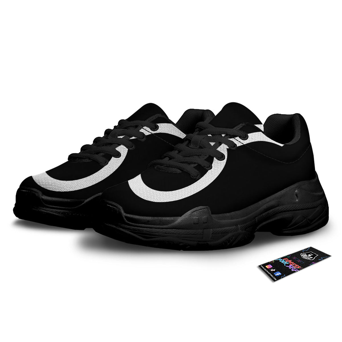 Taurus Sign White And Black Print Black Chunky Shoes-grizzshop