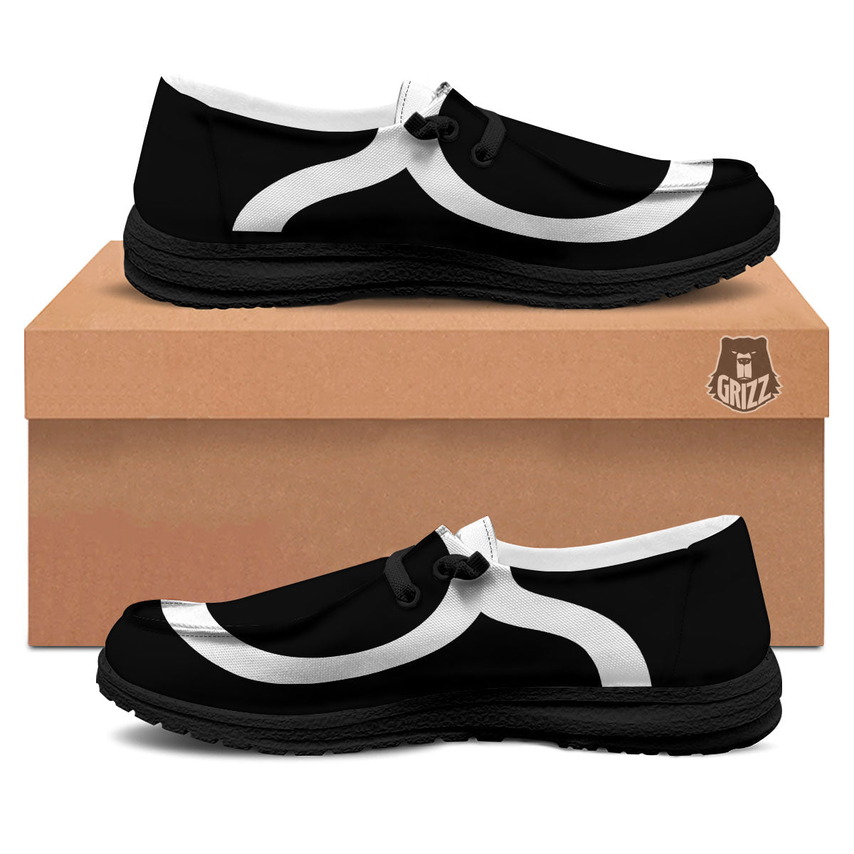 Taurus Sign White And Black Print Black Loafers-grizzshop