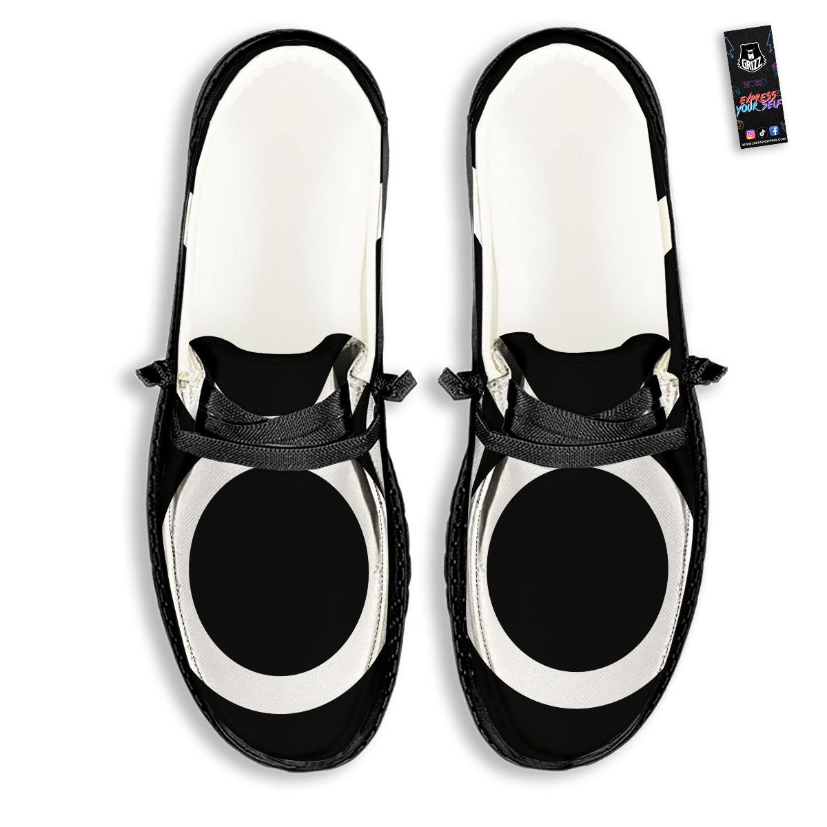 Taurus Sign White And Black Print Black Loafers-grizzshop