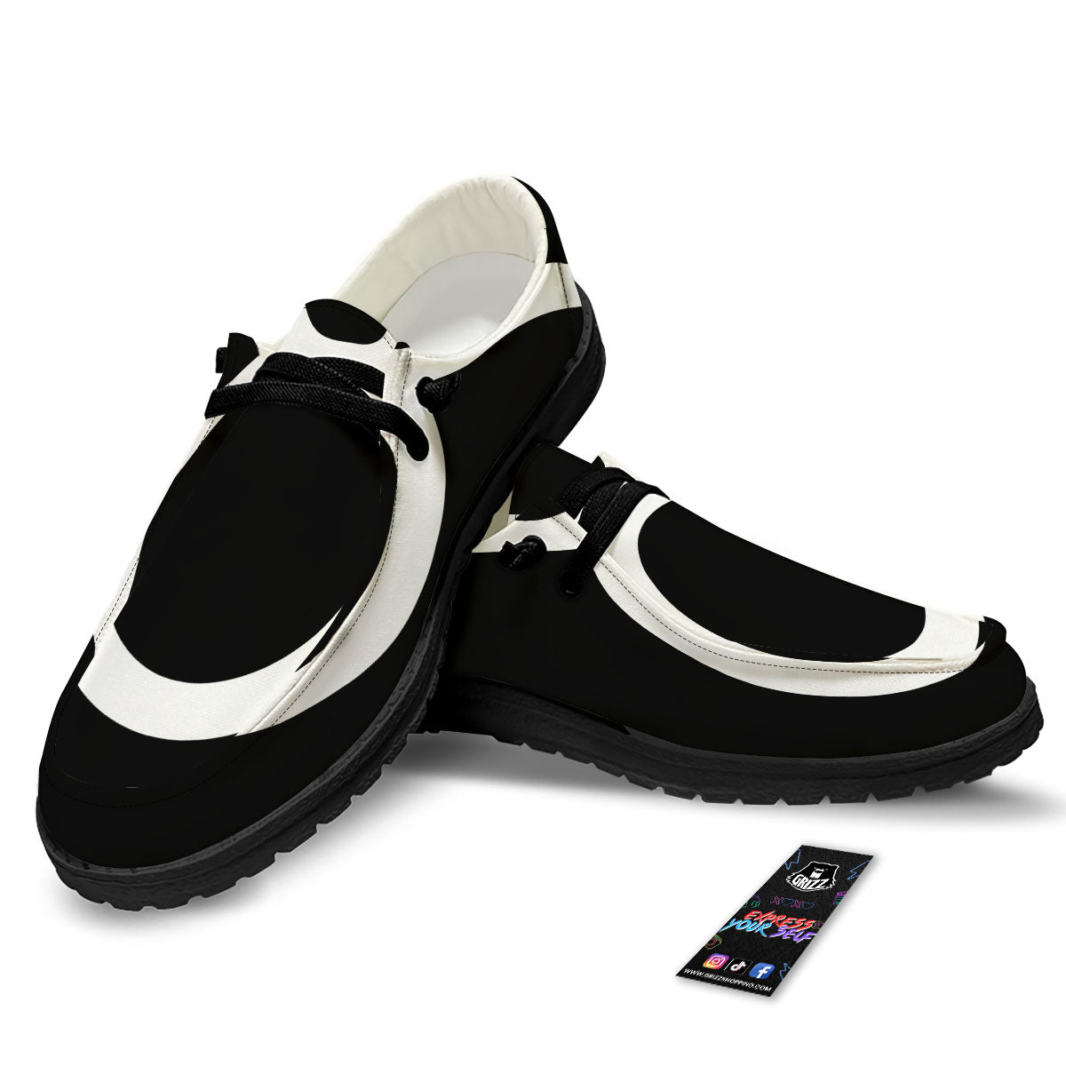 Taurus Sign White And Black Print Black Loafers-grizzshop