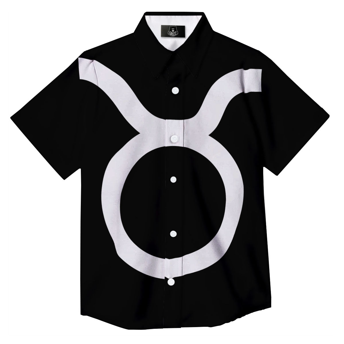 Taurus Sign White And Black Print Button Up Shirt-grizzshop