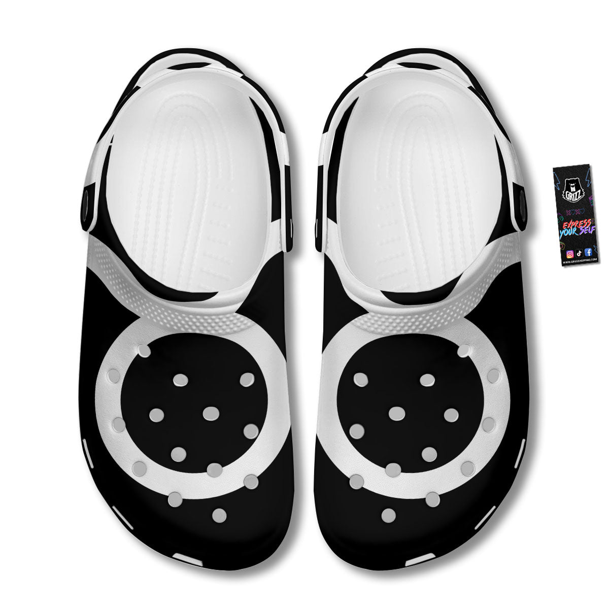 Taurus Sign White And Black Print Clog-grizzshop