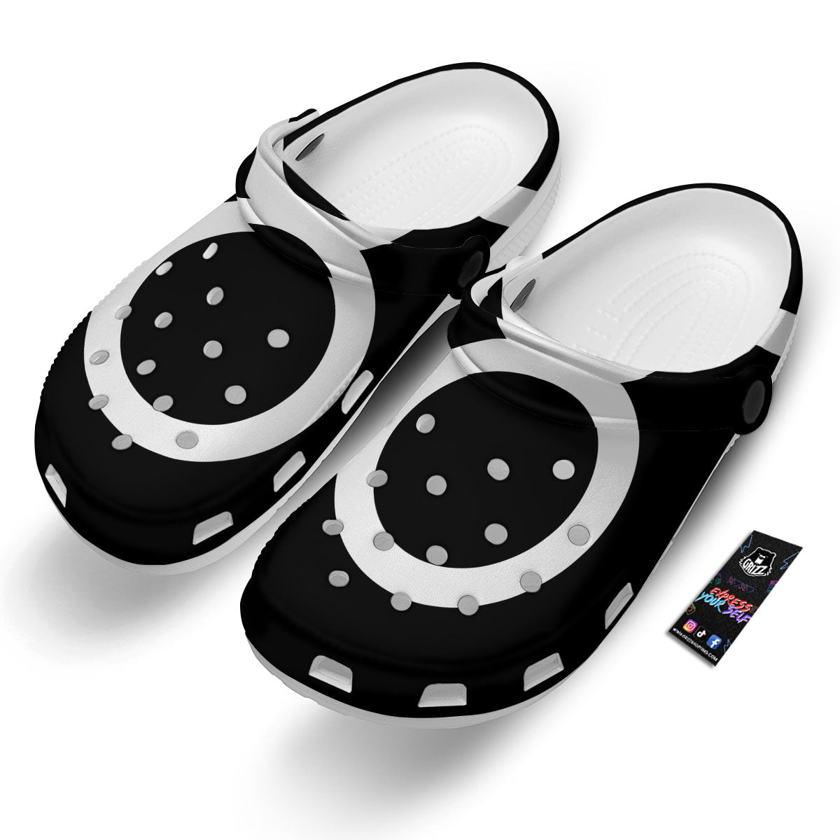 Taurus Sign White And Black Print Clog-grizzshop