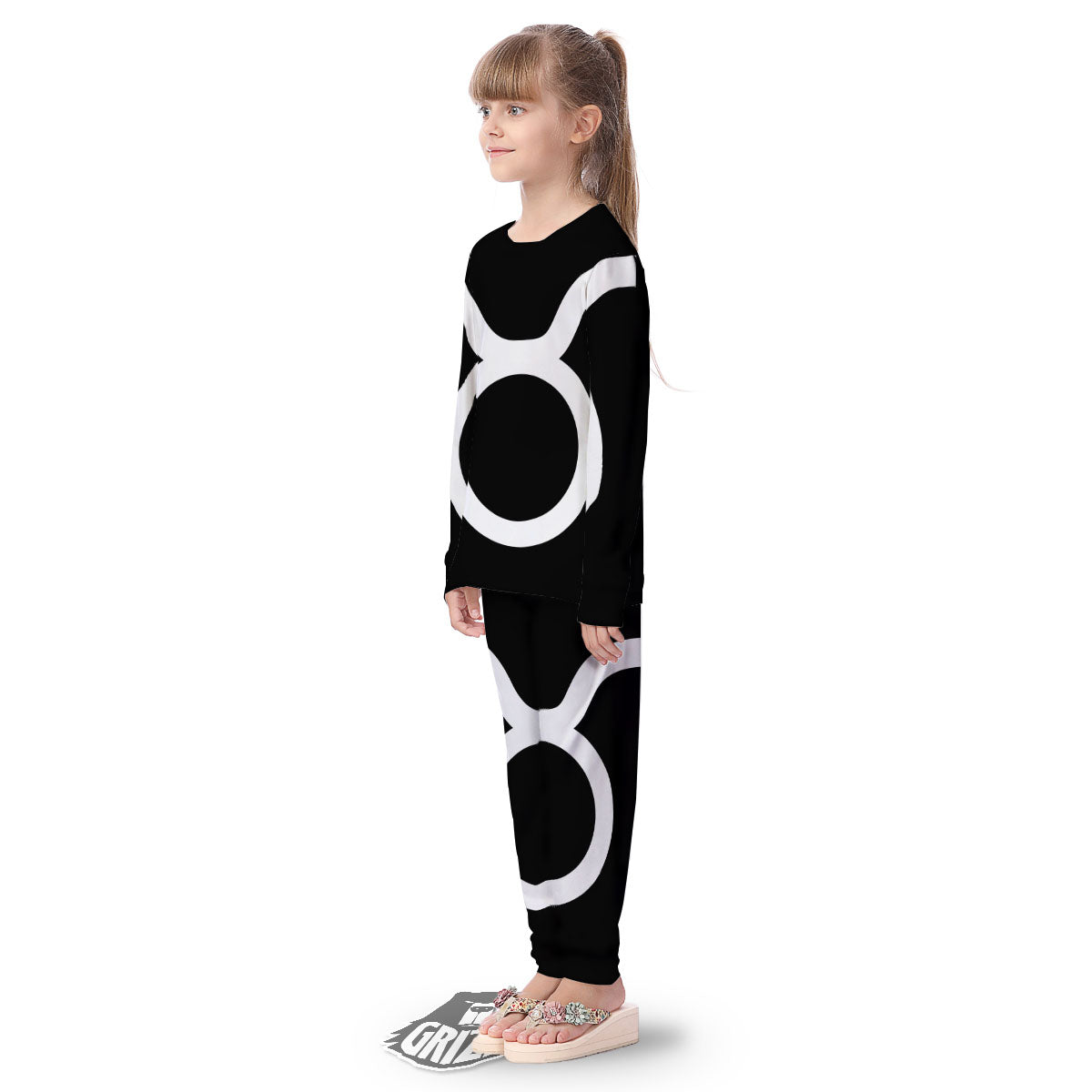 Taurus Sign White And Black Print Kid's Pajamas-grizzshop