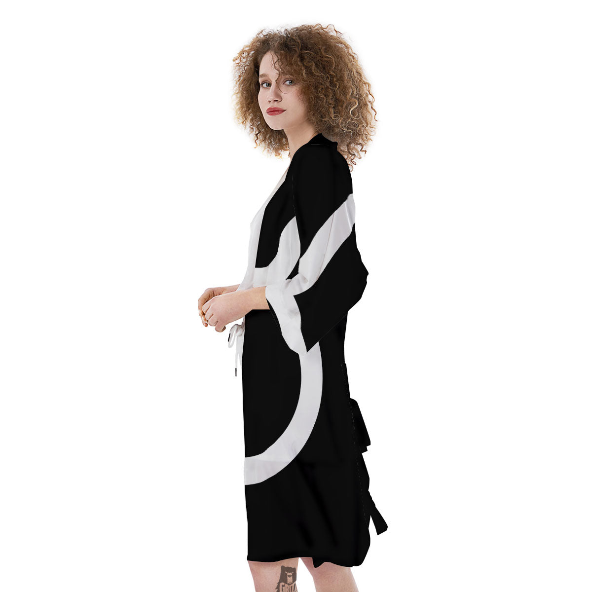 Taurus Sign White And Black Print Kimono-grizzshop