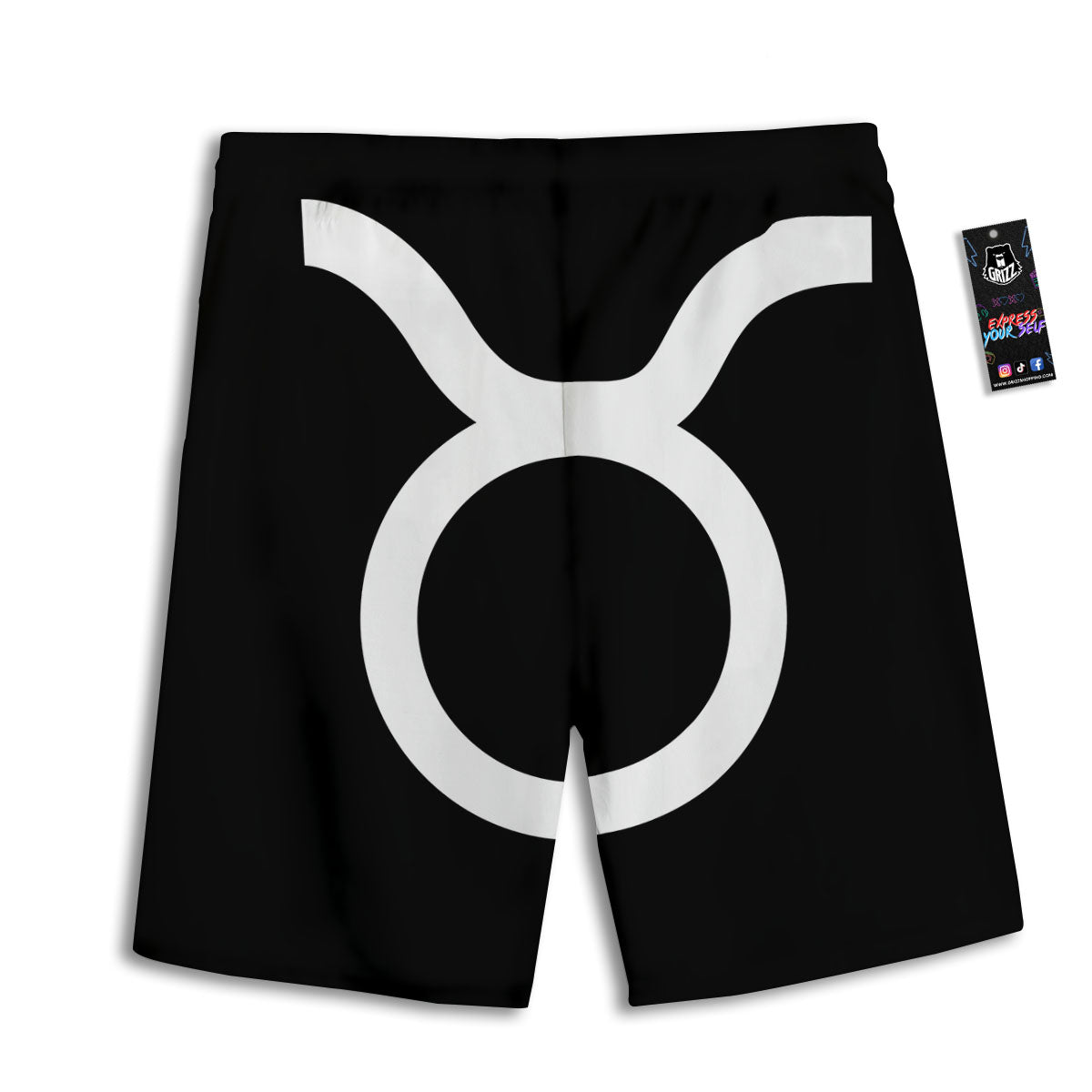 Taurus Sign White And Black Print Men's Athletic Shorts