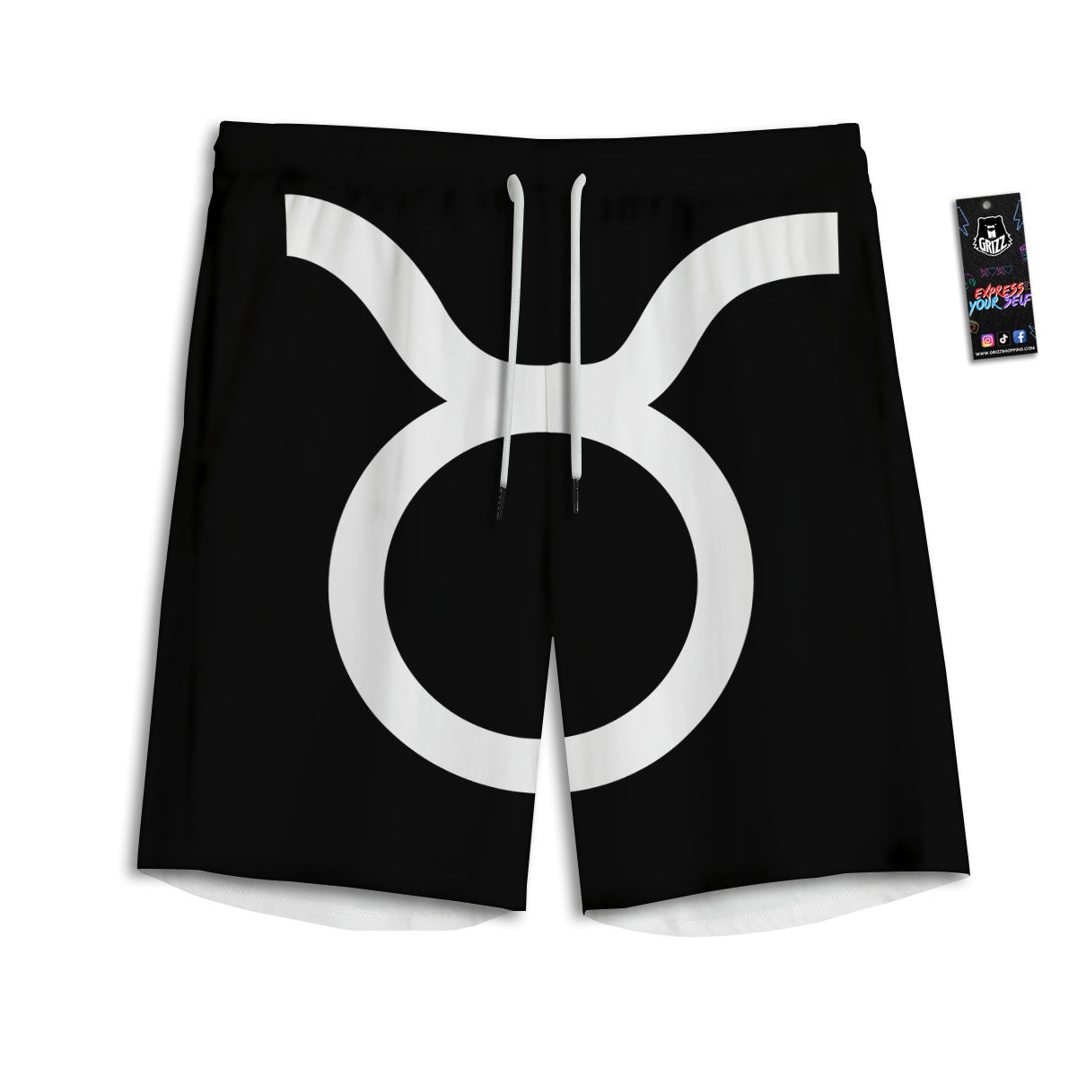 Taurus Sign White And Black Print Men's Athletic Shorts