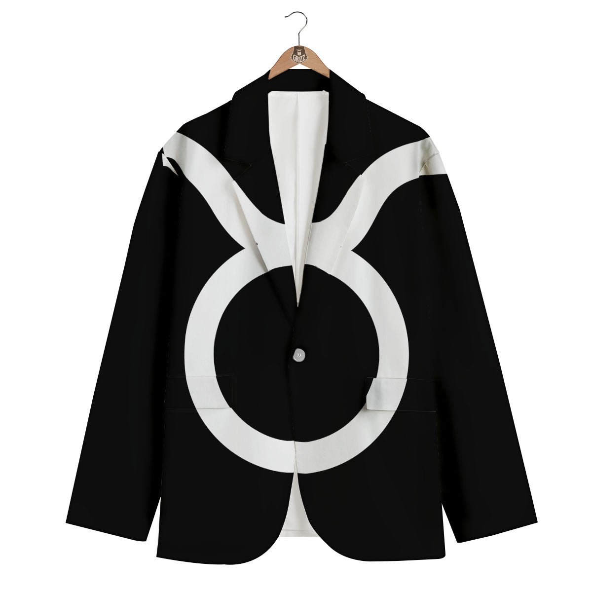 Taurus Sign White And Black Print Men's Blazer-grizzshop