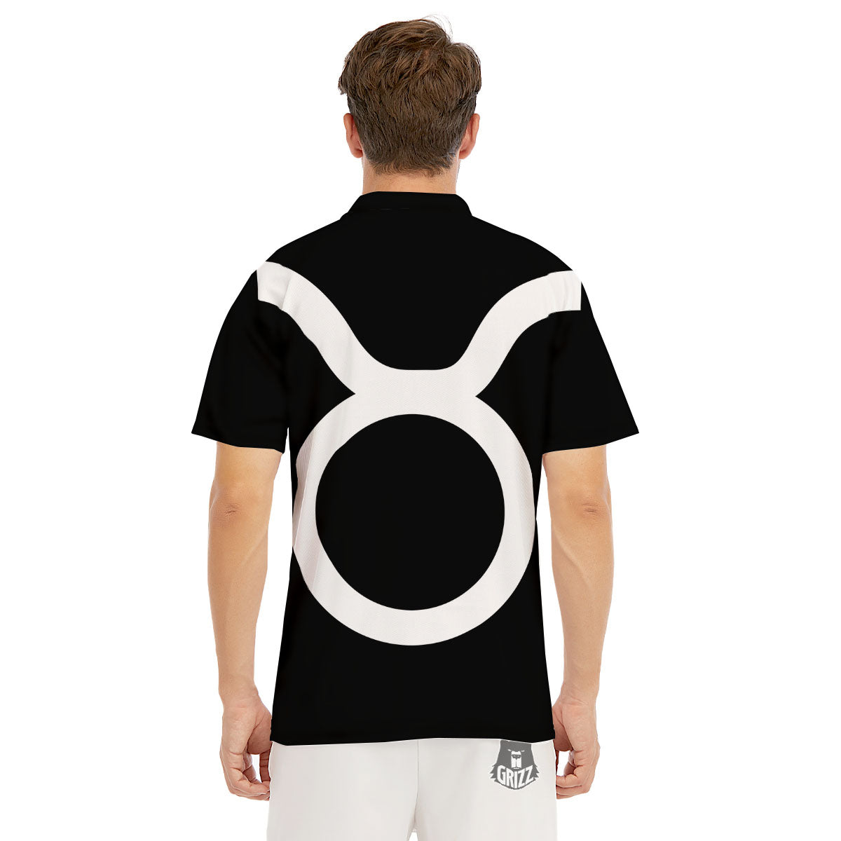 Taurus Sign White And Black Print Men's Golf Shirts-grizzshop