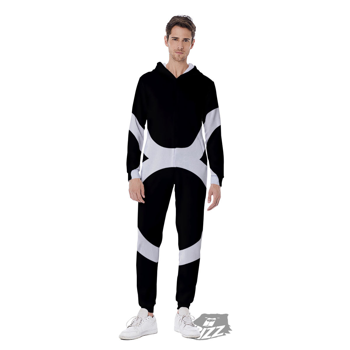 Taurus Sign White And Black Print Men's Jumpsuit-grizzshop